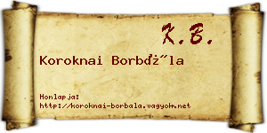 Koroknai Borbála névjegykártya